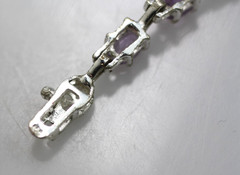 FAS 925 Sterling Silver purple oval cut stones tennis style chain Bracelet 7”