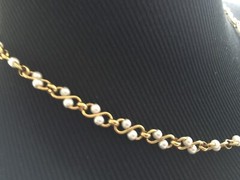 Vintage Jewelry Napier Choker Necklace Tiny Pearl Beads in Gold Tone Links