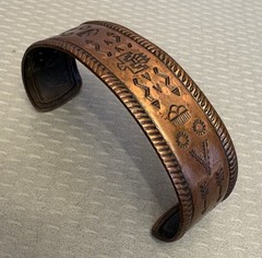 Vintage Bell Trading Post Thunderbird Copper Mans Cuff Bracelet Southwestern