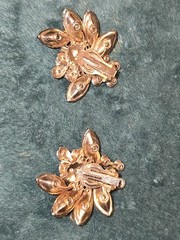 Vintage earrings. Aurora Borealis/ Amber rhinestone. Clip. Antique collectible