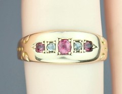 Lovely Antique Victorian Solid 15K Gold Ruby Diamond Gem Ring Chester 1892 5.75