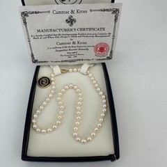 CAMROSE & KROSS Jackie Kennedy Faux Pearl Necklace 17” w Box COA