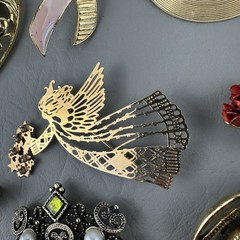 Vintage Brooch Pin Lot 14 Gold Tone Avon AJC Floral Mixed Costume