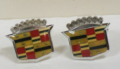 Retro Cadillac Car Emblem Cufflinks Crest Sterling Silver General Motors Vtg