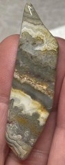 Agate Brooch Natural Stone Glossy Cream Gray Brown Tones 2 Inch