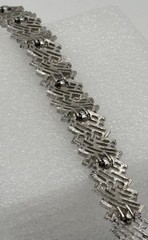 Vintage 1960s Trifari Bracelet Textured Silvertone Metal Links Components Signed