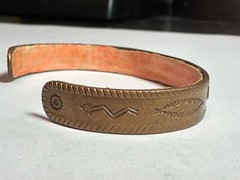 Vintage Solid Copper Cuff Bangle Bracelet Southwest Design By Bell