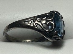 Vintage Sterling Silver Sky Blue Topaz Cocktail Ring • Size 7.75
