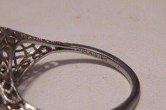 Art Deco Belais Bros Antique Filigree 18k White Gold Ring Wedding Engagement