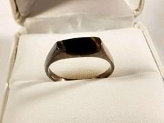 VINTAGE STERLING SILVER STACK STYLE ONYX SIZE 7.5 RING 2.3g AS IS