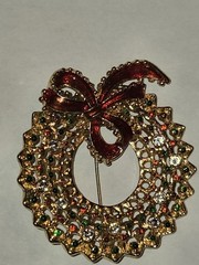 6 Christmas Brooch Rhinestone Enamel Pins Costume Jewelry, 1.5-2.5 Inches
