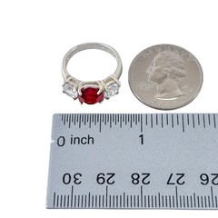 Sterling Silver 925 Simulated Ruby Cubic Zirconia Ring Size 6