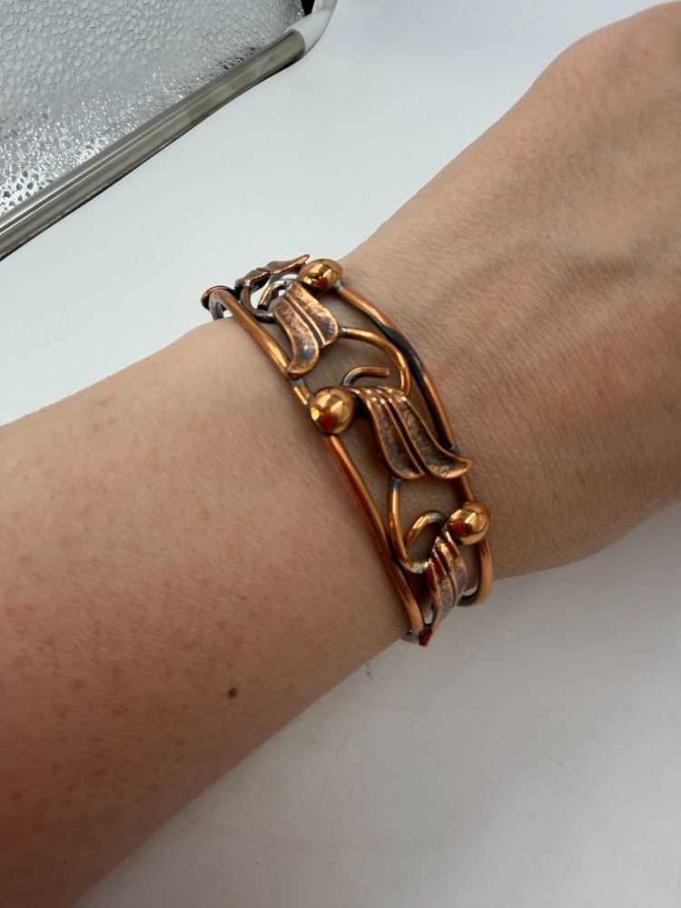 Vintage Bracelet Copper Cuff Bell Trading Post Southwest Wings 7 in PJ