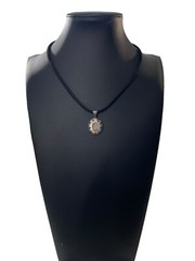 Jezlaine Rose Quartz Sterling Silver 925 Pendant Necklace on Black Cord Vintage