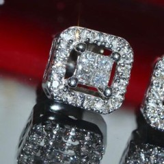 10k w/gold earrings 0.25ct natural diamond invisible set screwback 1.60gr N3650