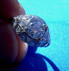 Original EARTH MINED DIAMOND Art Deco Engagement Ring VINTAGE PLATINUM Solitaire