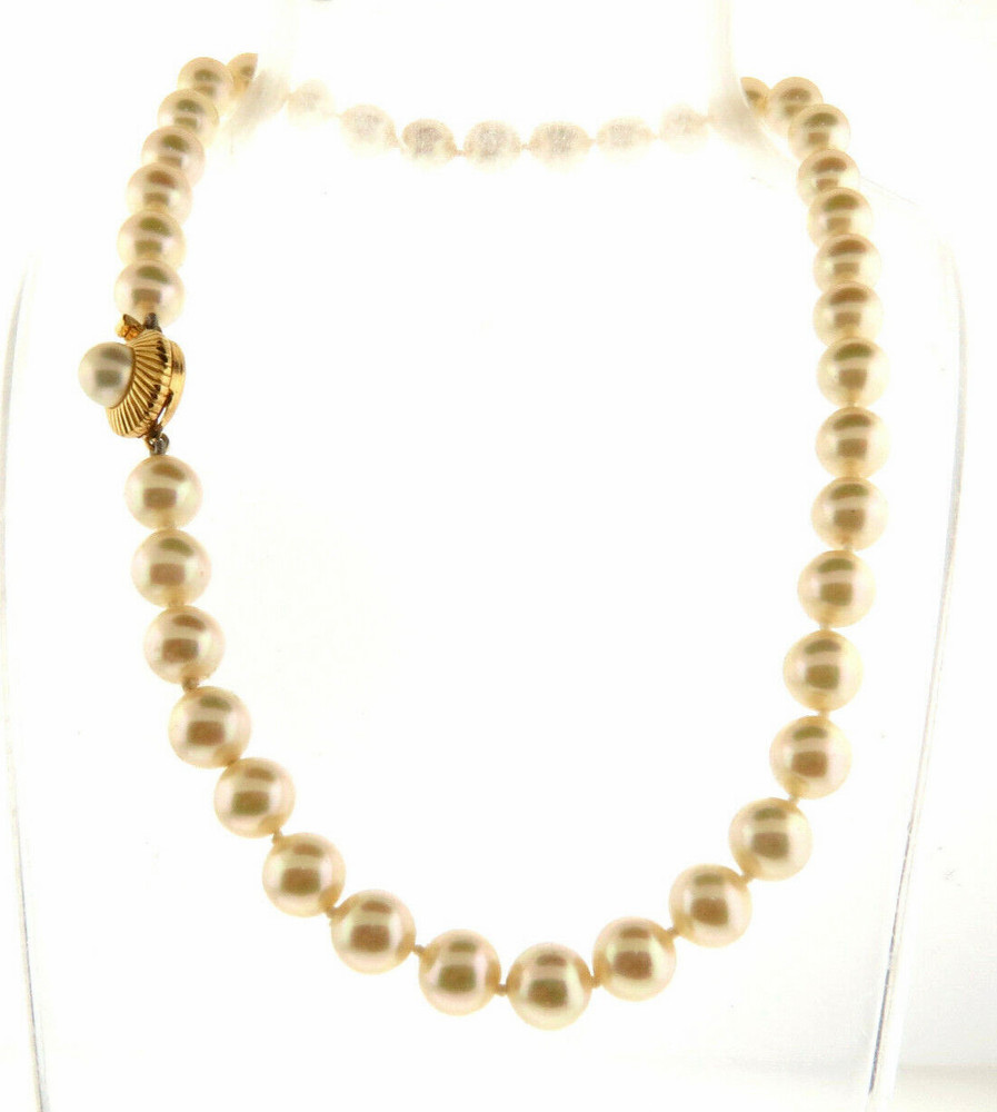 Vintage Signed Majorica Pearl Necklace 9 mm 15 in