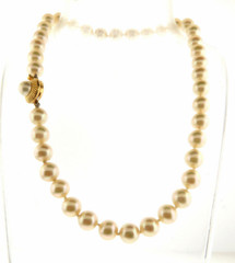 Vintage Signed Majorica Pearl Necklace 9 mm 15 in