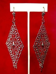 Pair of Antique Large Stamped Cut Steel Earrings