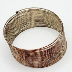 Slinky Wide Wrap Thin Wire Bangle Coppery Gold Tone Metal Vintage Bracelet