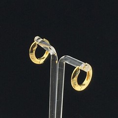 Hoop Earrings Gold Tone Huggie Pierced .75″