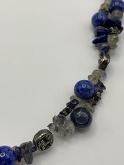 Vintage Sodalite Natural Stone Chips And Sun Beads Necklace 16”