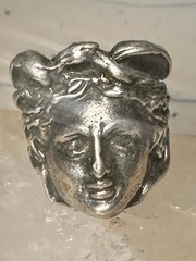 Face ring Mercury Greco Roman Classical face band size 7.50 sterling silver wome