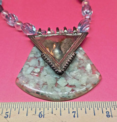 Vintage Anthony Alexander Silver Tone Blue/Teal Lucite Statement Necklace 20″