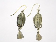 Vintage Silvered Glass Bead Hook Earrings Unbranded 1.5 Inches Long