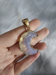 Charles Albert Opalite Glass Textured Alchemia Crescent Moon Pendant