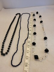 Beaded Necklace Lot of 3 Glass Plastic Faceted Crystal Art Deco Fashion Jewelry