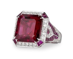 8.95Ct Art Deco Style Lab Created Ruby Engagement Wedding 14K White Gold FN Ring
