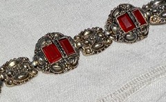 Antique 1906-1910 THEODOR FAHRNER Carnelian & 935 Sterling Silver Bracelet
