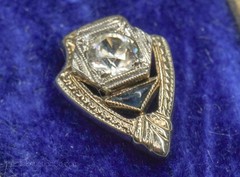 Vintage Art Deco 14k white gold Natural diamond filigree stick pin 1920’s