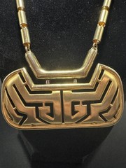 Vintage 1960s Pierre Cardin Space Age Modernist Gold Tone Statement Art Necklace