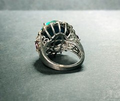 UNIQUE! Estate Australian Black Fire Opal & Crystal Quartz Triplet Sterling Ring