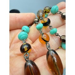 Vintage Art Deco Lariat Necklace 47″ Flapper Extra Long Glass Beads Crystals
