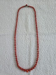 Antique Genuine Natural 100% Undyed Red Mediterranean Coral Beads Necklace