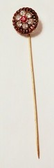 Vintage Red/Clear lab created Stone Hallmarked 800 19K Yellow Gold Stick Hat Pin