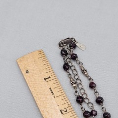 Vintage Silpada Dainty Sterling Silver Faceted Garnet Bead Necklace 16″-18″