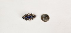 Antique Vtg 800 SILVER Austro Hungarian Lapis Gemstone SMALL Brooch Signed KT
