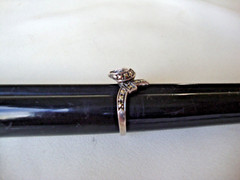 VINTAGE RETRO MOD MARCASITE FANCY RIBBON BOW STERLING SILVER STAMP 925 RING SZ 7