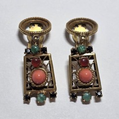 Vintage Possible Schreiner Juliana D&E Clip On Earrings Moroccan Matrix VGC