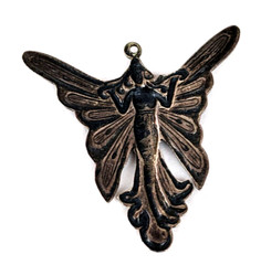 Sterling Silver Art Nouveau Lady with Butterfly Wings Fairy Pendant 1.25″