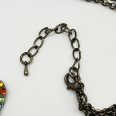 Vintage Crown Rhinestone Pendant Necklace Multi Color Men Women 16-18”