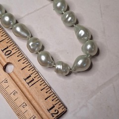 Baroque Pearl Necklace Irregular Iridescent Light Green Faux Pearl Beads Vintage