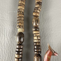 Vintage Giraffe Necklace Pendant Hand Carved Wood Bead Tribal Safari 30″