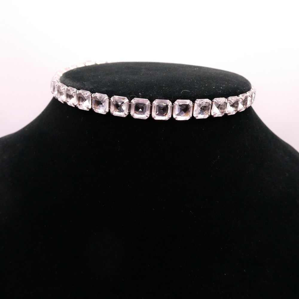 Antique Art Deco Rivere Choker Necklace Sterling Silver Signed H&H Womens