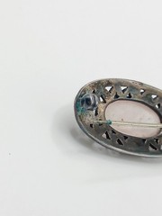 VTG AS IS Sterling Silver Marcasite Brooch Rose Quartz Deco Style Pin Ring lot