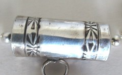 NAVAJO? STERLING PENDANT NECKLACE by AT, 2 1/2 INCHES PENDANT, 19 INCHES CHAIN
